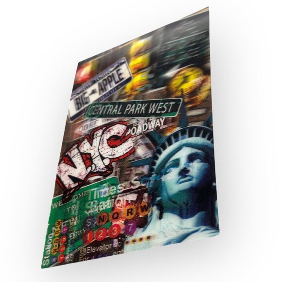 NYC 3D Hologram Postcard Collage Featuring Iconic Landmarks Signs 4 x 6 inches - Picture 8 of 13